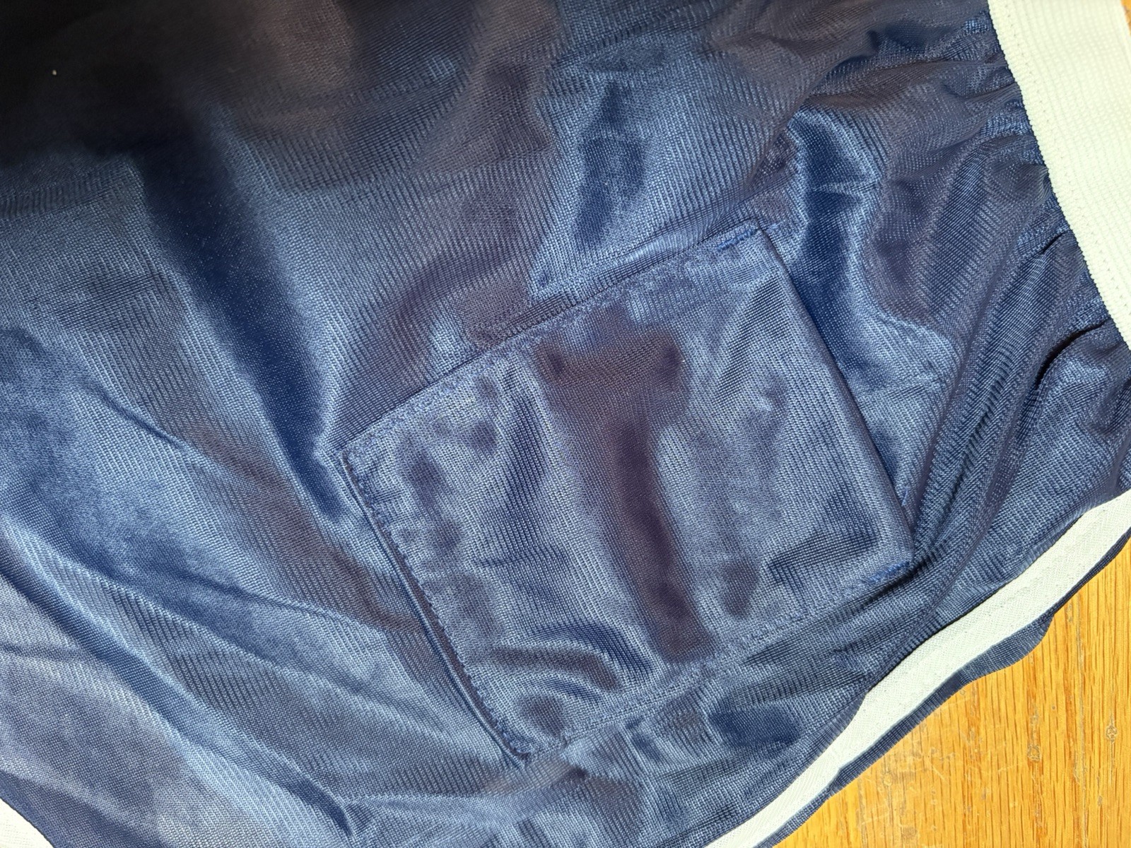 Vintage Nike Running Shorts Womens Size L USA Made Navy Blue Sheer