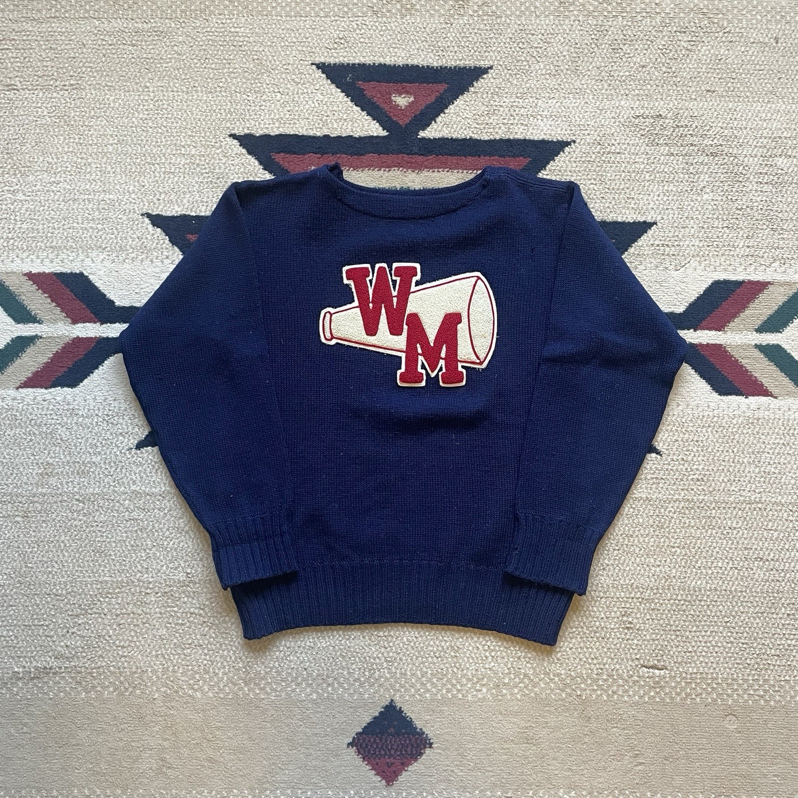 Late 1950s 100% Wool Cheer Leader Letterman „WM” Patch Sweater Womens M