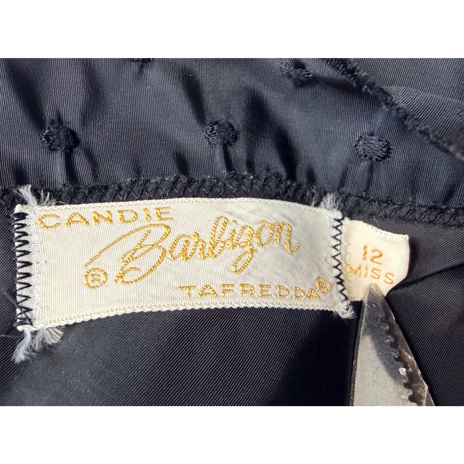 Barbizon Full Slip Sz 12 Miss Black Nylon Tafetta Candies 1960’s Tafredda