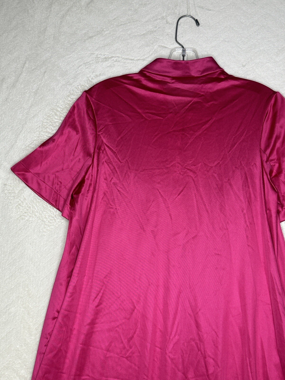 Vintage Vanity Fair Nightgown Size Small Magenta Pink Long Embroidery Button Up