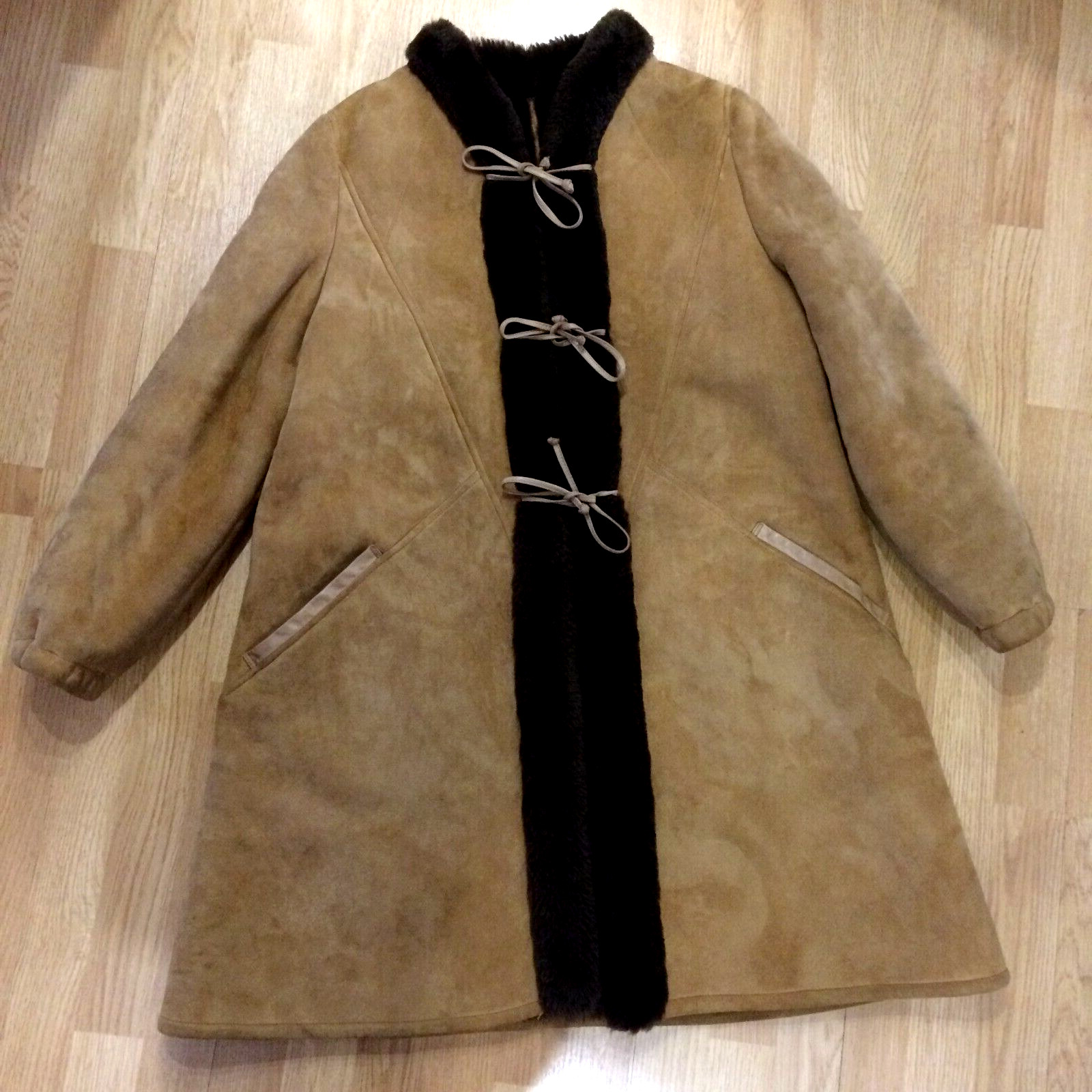 Sheepskin Shearling Coat Womens Vintage MARIE HELENE Italian Coat 46