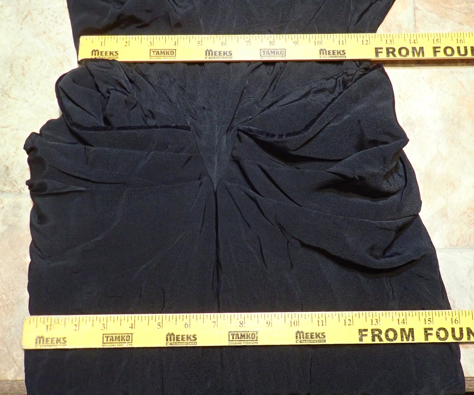 Rare Vintage 1950s 60s MCM Black Crepe Wiggle Cocktail Dress – Velvet Trim XS