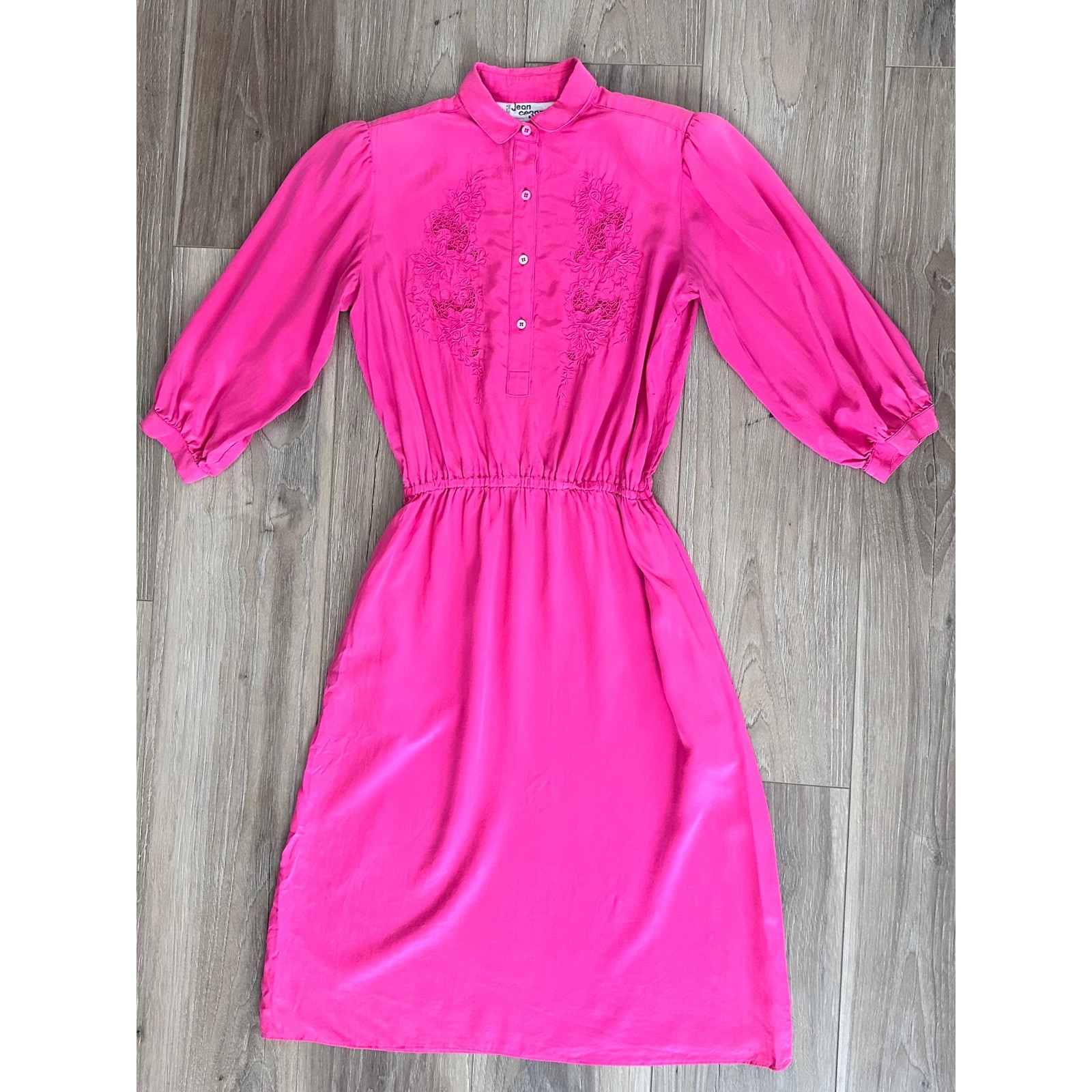 Jean Cezanne Vintage 100% Silk Midi Dress Cottagecore Western Elegant Secretary