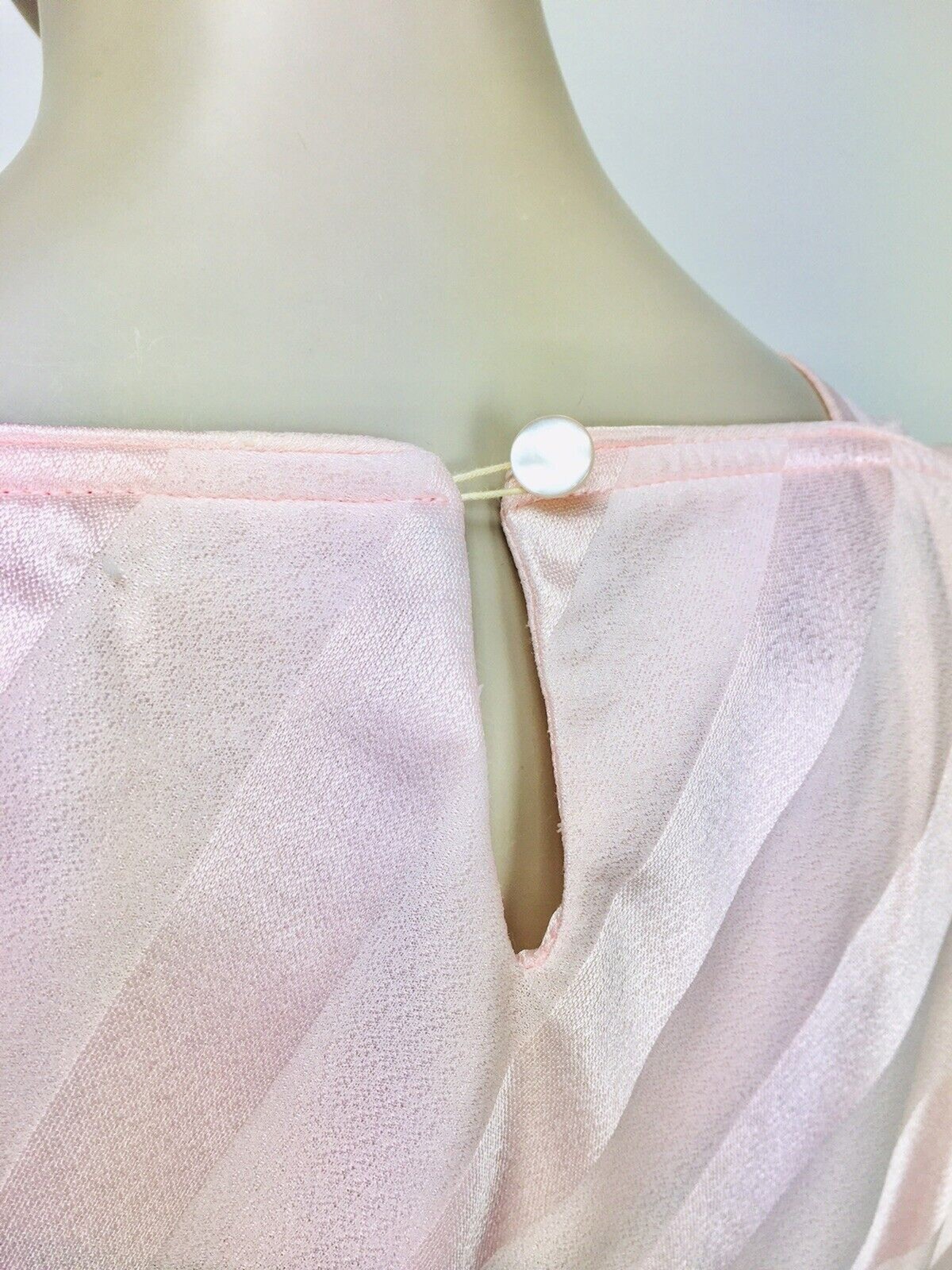 Vintage 80s Does 50s Jenny Petites Pink Candy Striped Puff Sleeve Dress XS/S/M