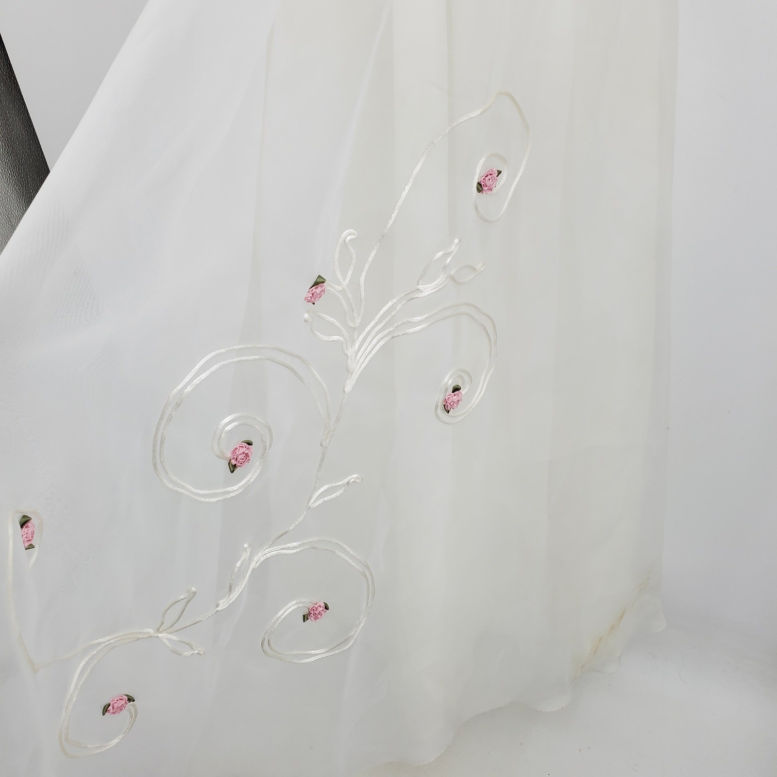 Vintage Mike Benet Formals Strapless Floral Ribbon 3D Rose Gown Dress 8 Coquette