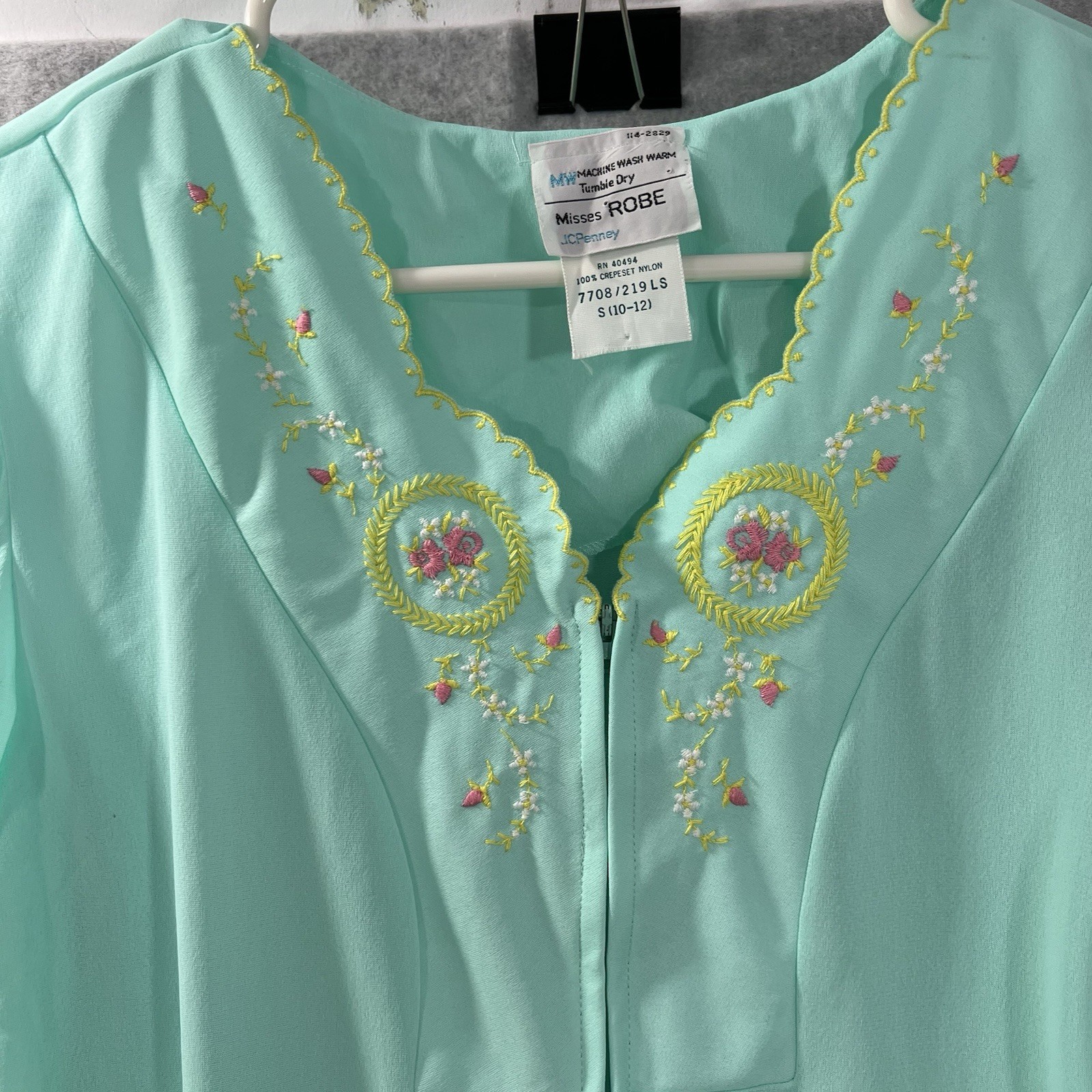 Vintage JC Penney Misses Robe Nightgown Small 10-12 anti cling mint green