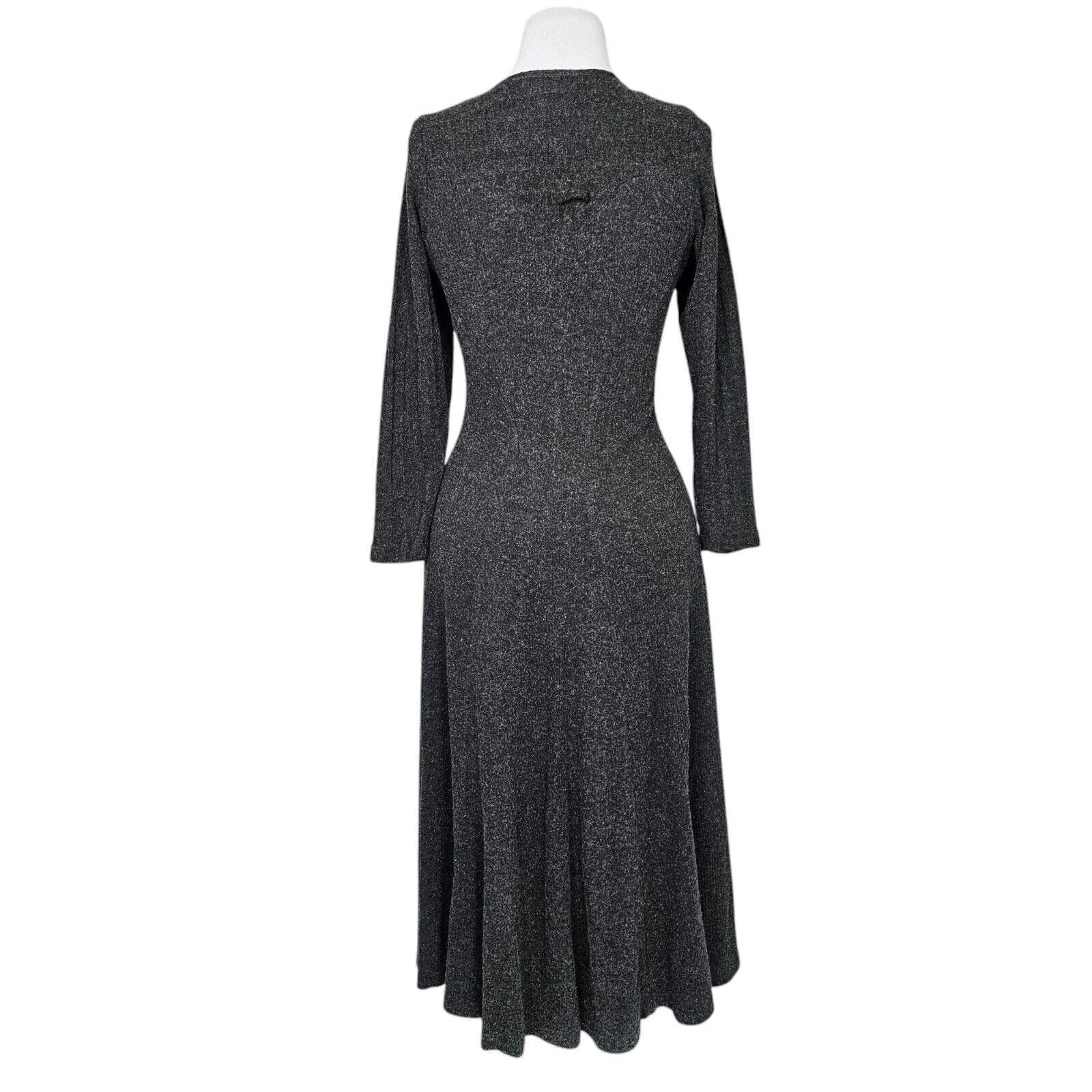 Vintage 90s Karen Alexander Dress M Gray Wool Blend Button Front Knit USA