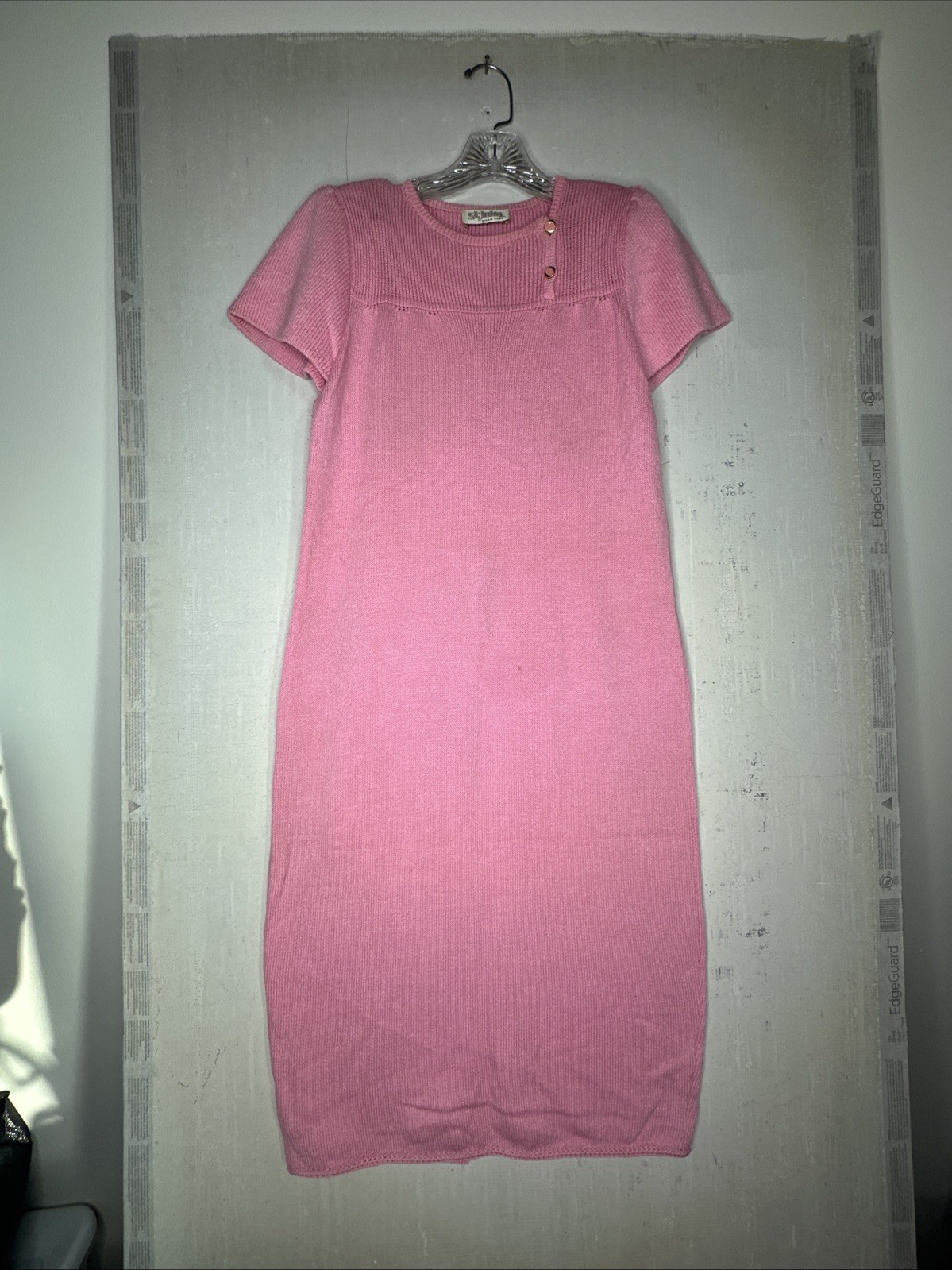 Vintage 1980s St John Maxi Dress Peach Knit w/ 2 Front Buttons | Size: ~ L/XL