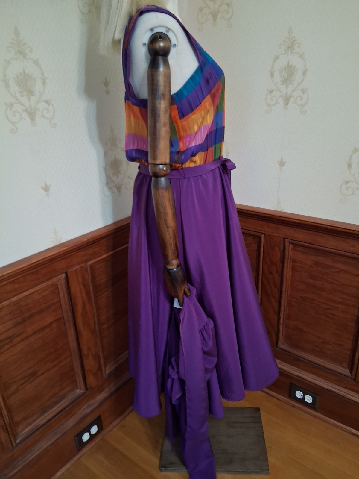 Vintage 1980s Caron Chicago 3-piece Purple Plaid Flowy Cottagecore Sundress Suit