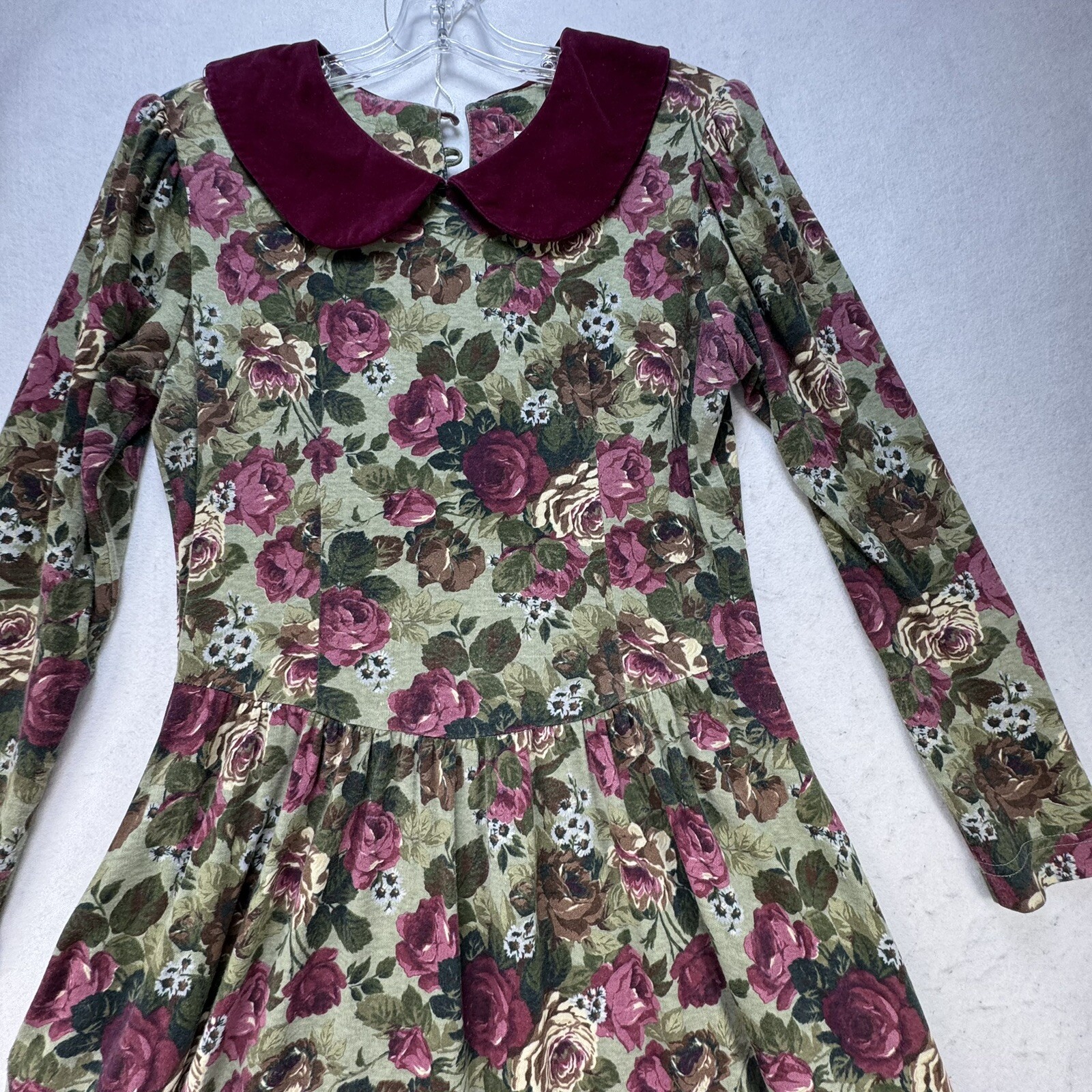 Vintage 80s LANZ Originals Floral Cottagecore Prairie MIDI Dress Size Medium