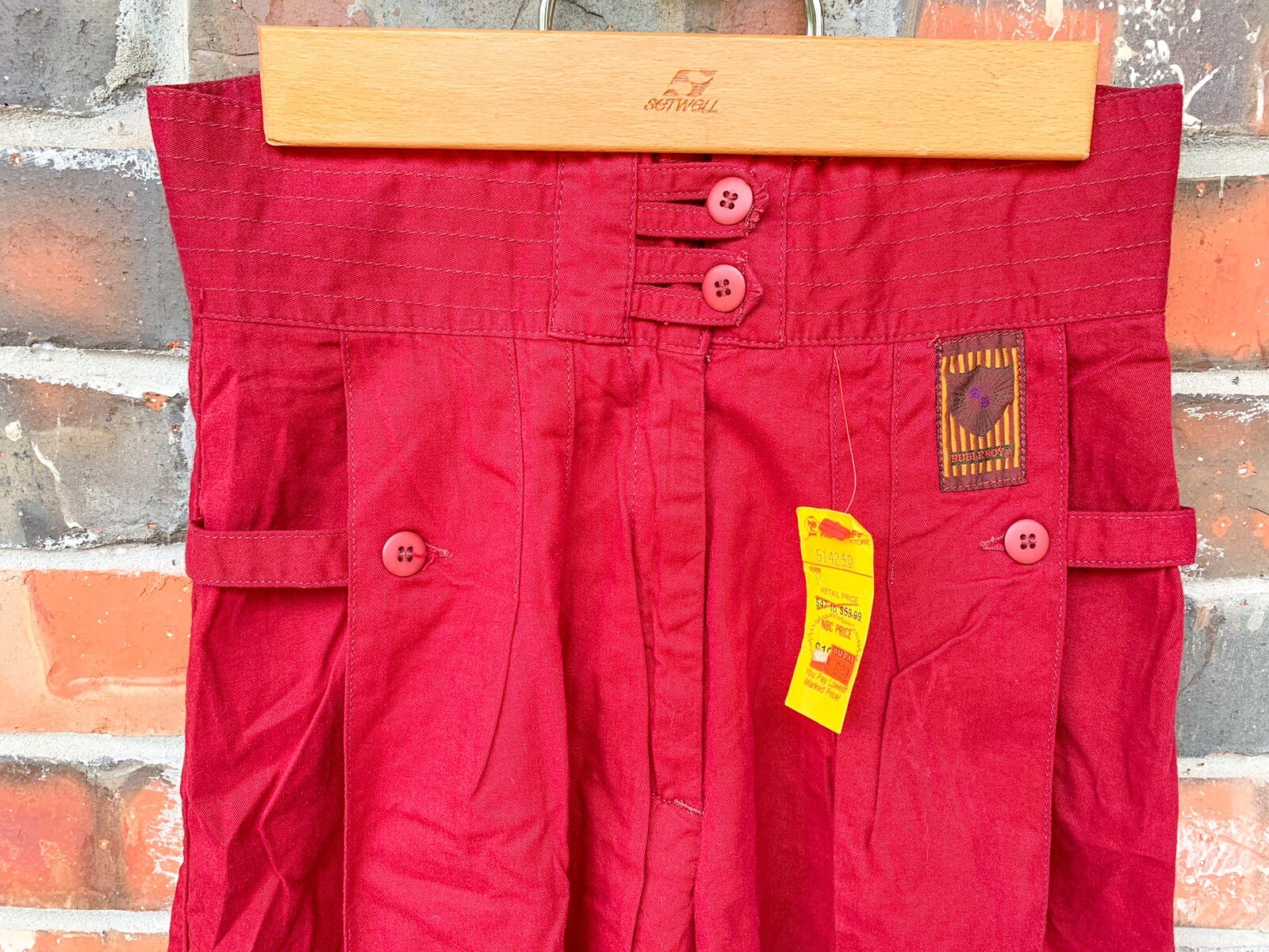 Vintage Deadstock Bugle Boy Maroon Red High Waist Pleated 80s 54054 Pants NWT