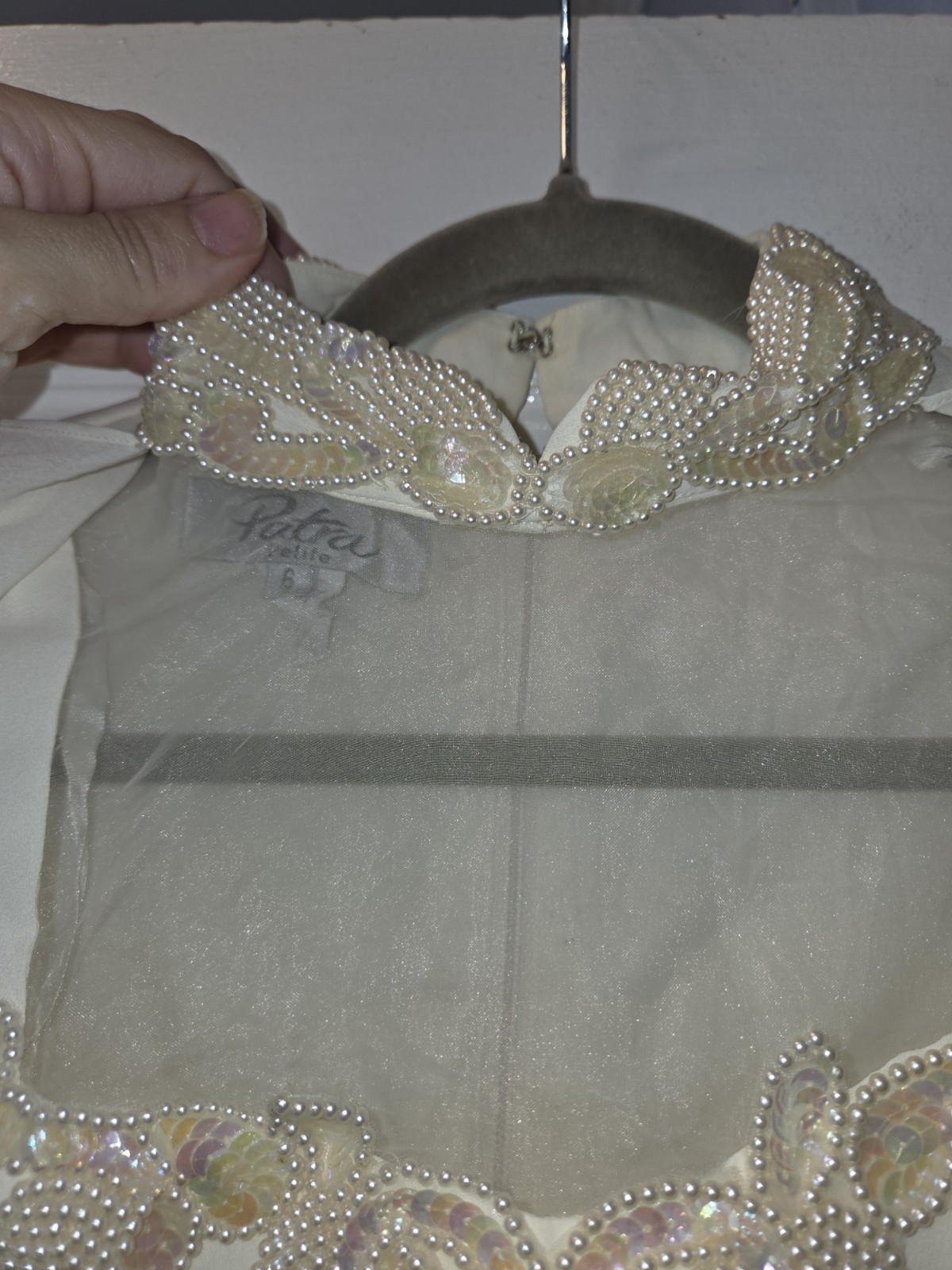 Vintage 80’s Patra Petites 6P Ivory Dress Beaded Gown Wedding Evening Event