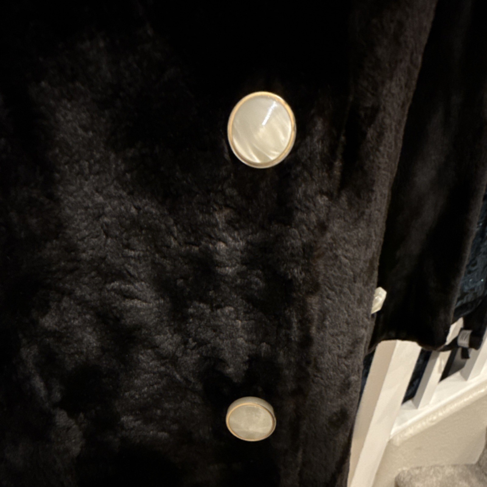Jean Louis Bonwit Teller Black Vintage Fur Coat with Pearl Buttons
