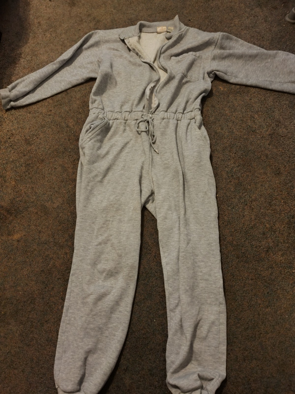 Vintage Elle Macpherson jumpsuit one peice gray sweat outfit romper athleisure S