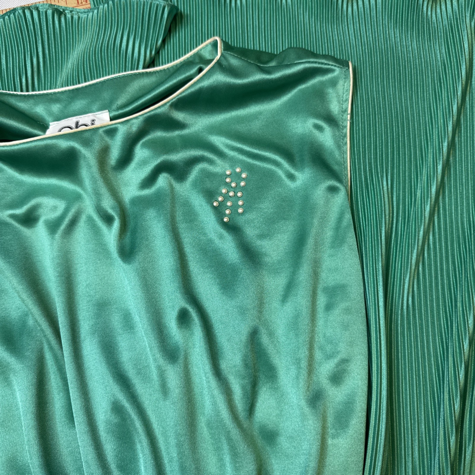 Vintage 70’s 80s pbj Teal Dress Size 3 Pleats Retro Mod #0107