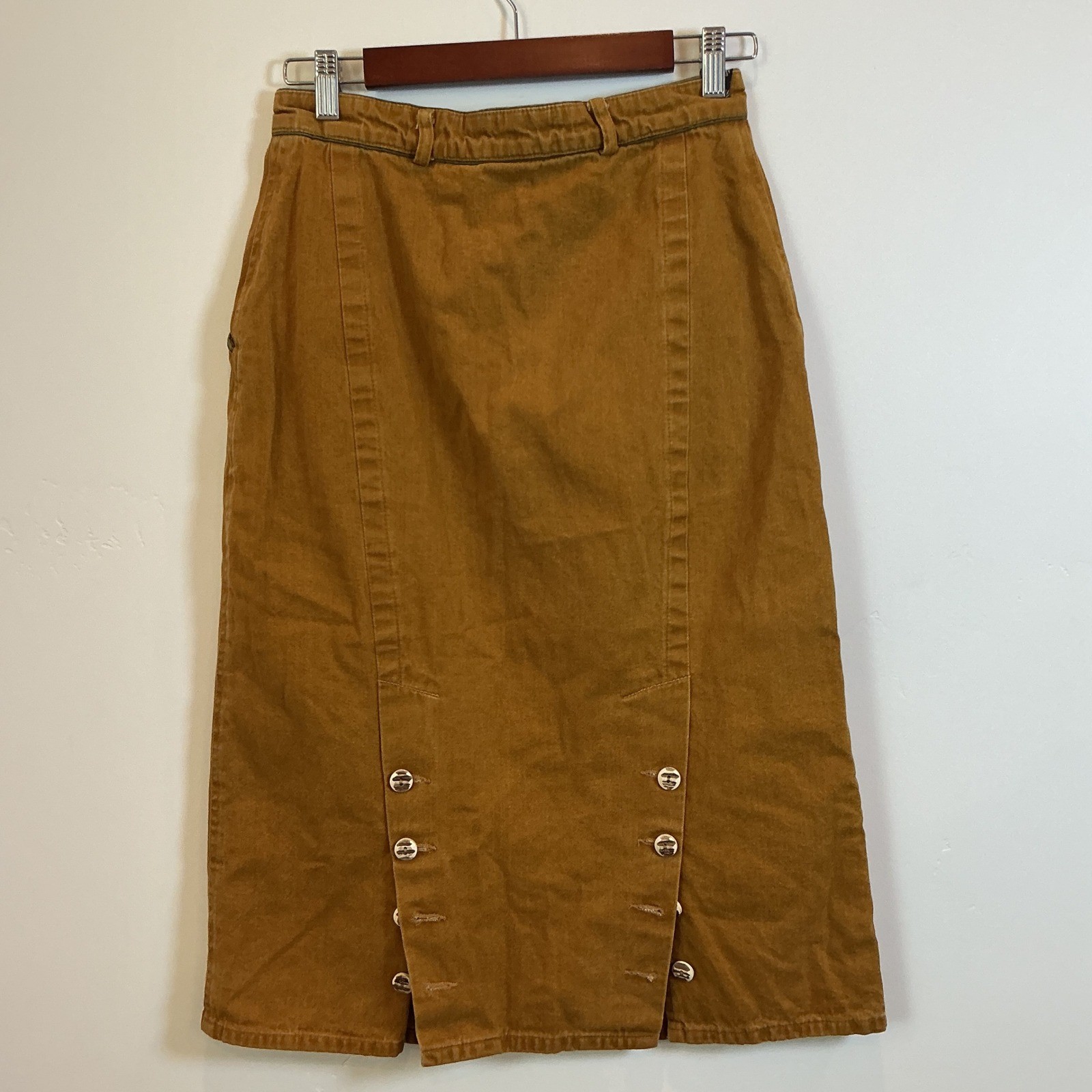 Hammerschmid Vintage Trachten Cotton Midi Skirt Mustard Yellow High Waist 27w