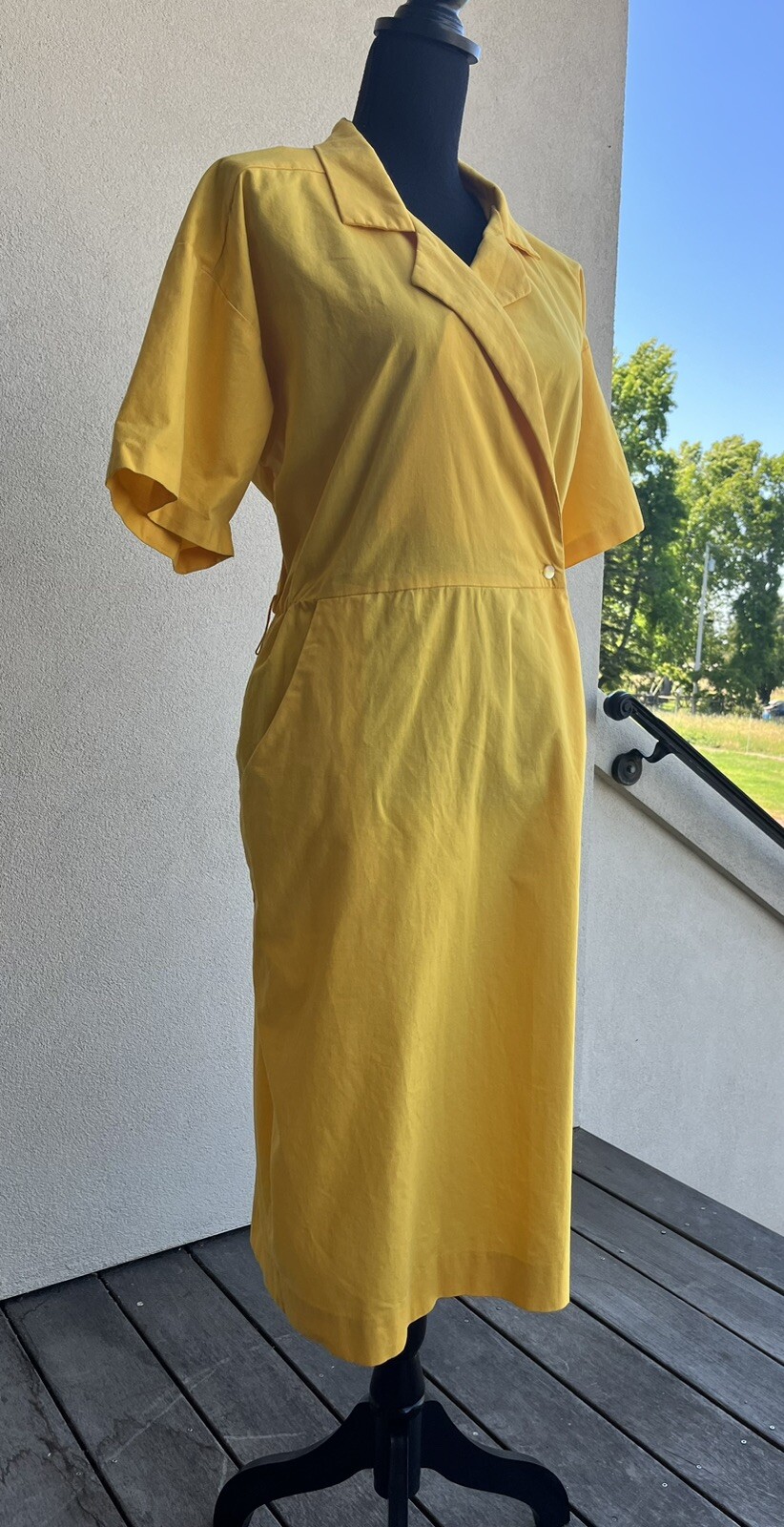 Vtg 70s Vicky Vaughn Cotton Mustard Midi Wrap Dress – ILGWU Union Made Size M/L