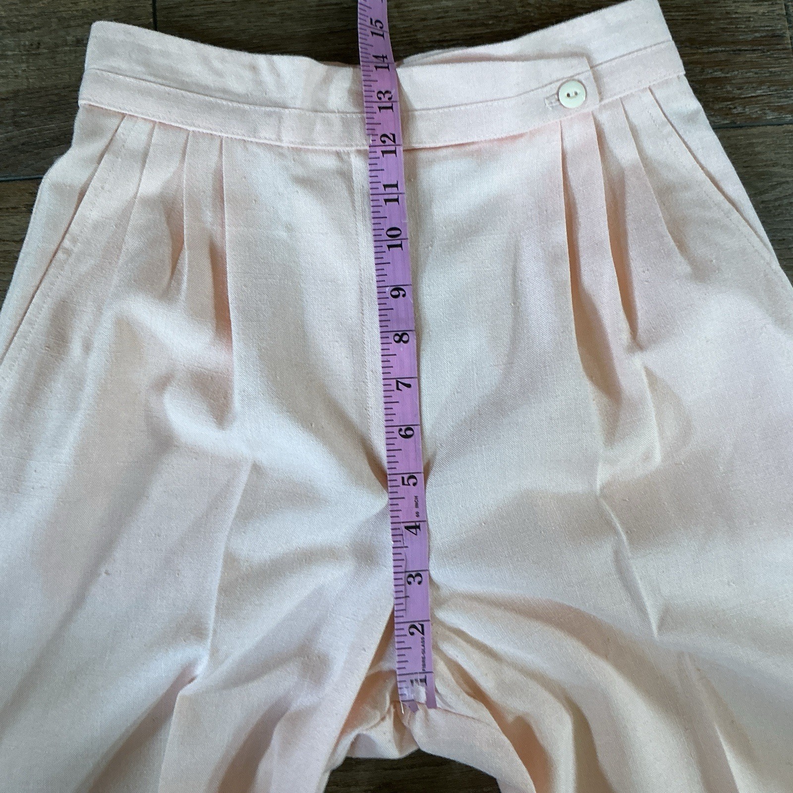 80s VTG Counterparts Petites Peach Pleated Tapered Trousers Size 10P Wmns #3602