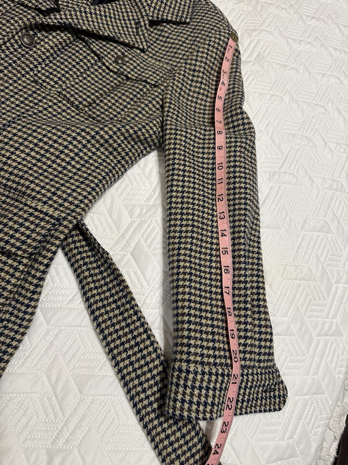 R.Z.R. Weatherwise Vtg Houndstooth Belted Blazer Jacket Quiet Luxury Career EUC