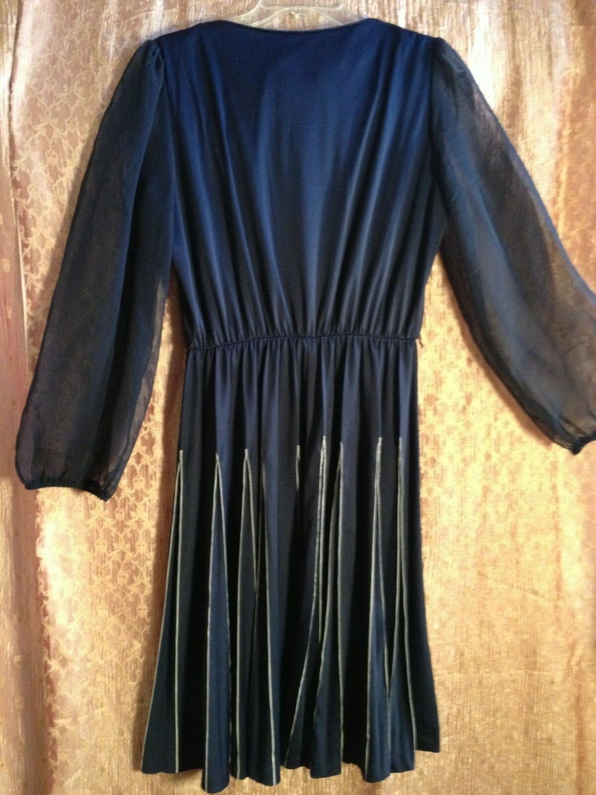 VINTAGE 1980’S RICCARDO BLUE Pleated DRESS Size Medium