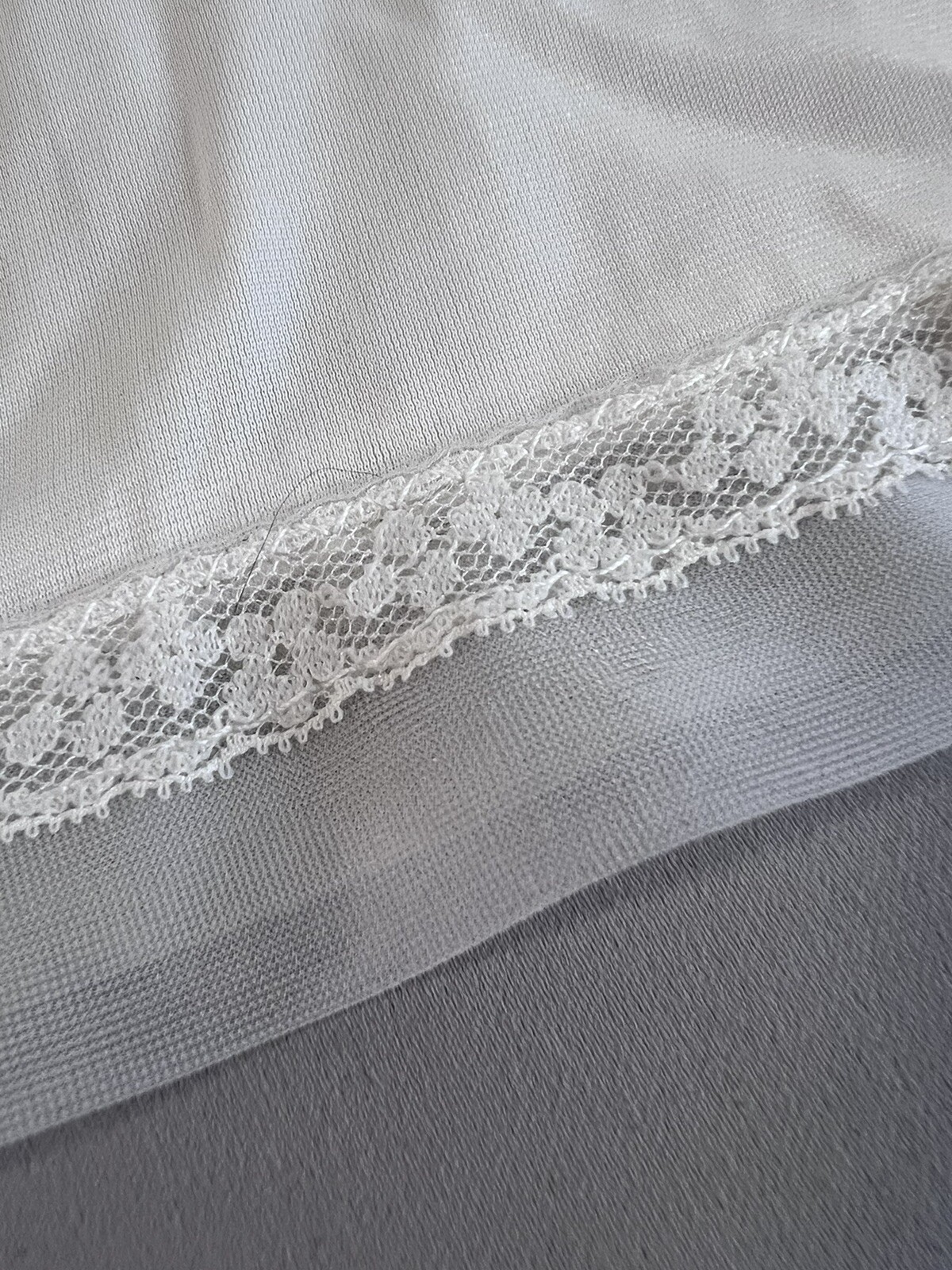 Vintage White Women’s Nylon Lace Lingerie 39” Long Embroidered