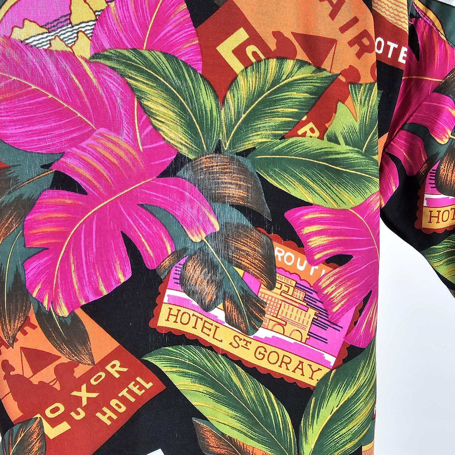 Vintage 80’s Cami Flawed Short Sleeve Double Breasted Button Down Tropical Shirt