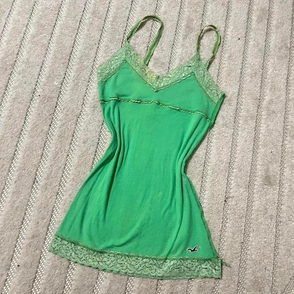 VTG y2k Hollister green lace cami top Size S punk fairy spring summer party