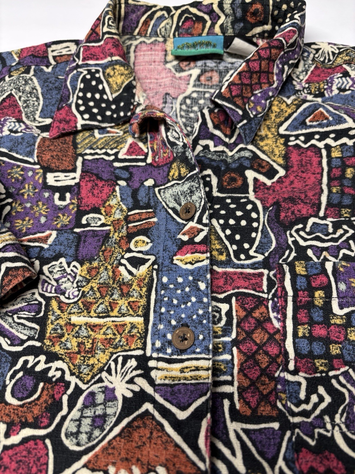 ✅ Vintage Women’s Large Patagonia Aztec Hawaiian Button Up Short Sleeve Shirt