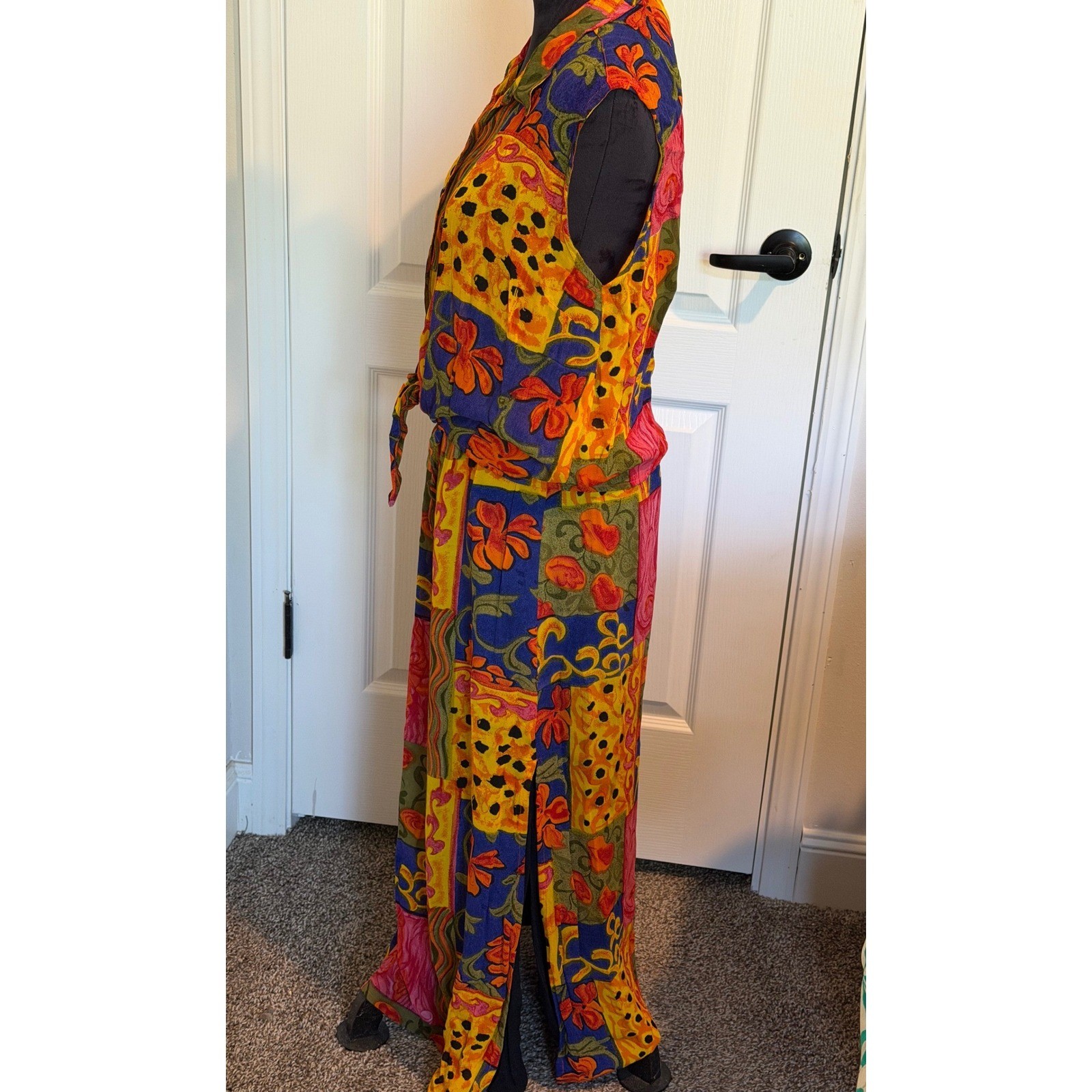 Chicos Design Vintage Set Sleeveless Tie Front Size 3 Midi Skirt Size 1 Resort