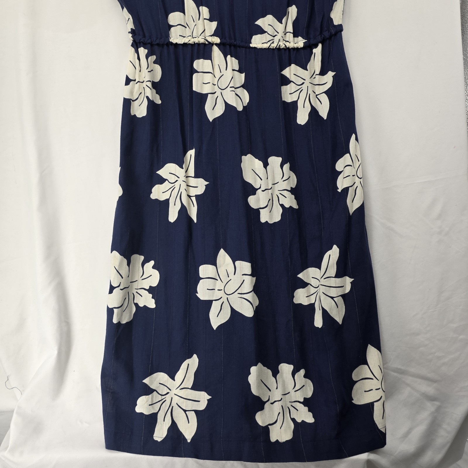 Vintage 70s Hawaiian Floral Midi Dress Viscose Elastic Waist Resort M EU 38