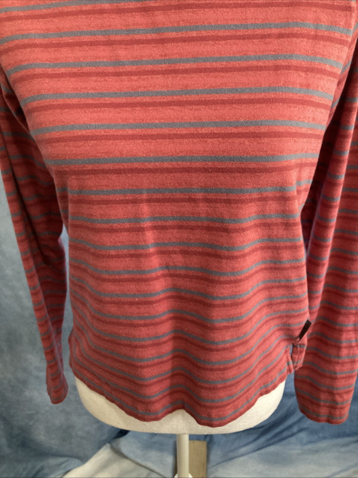 Vtg 90s Y2K Woolrich Striped Mock Neck Turtleneck Shirt Rosebud Grunge Cropped S
