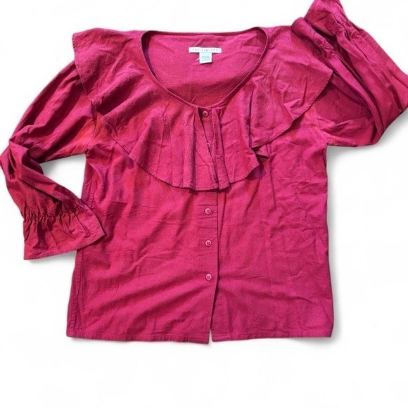 Vintage 90’s Limited Raw Silk Red Romantic Blouse