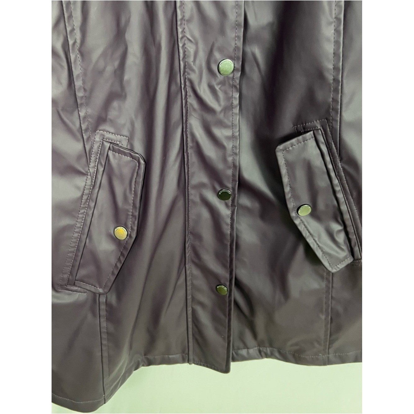 Weatherproof Women’s Hooded Rain Slicker Jacket Plum Size Small