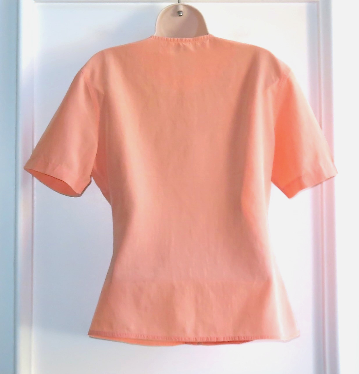 Women’s Vintage Generra Collection Silk-Cotton Short-Sleeve Blouse, Coral, S
