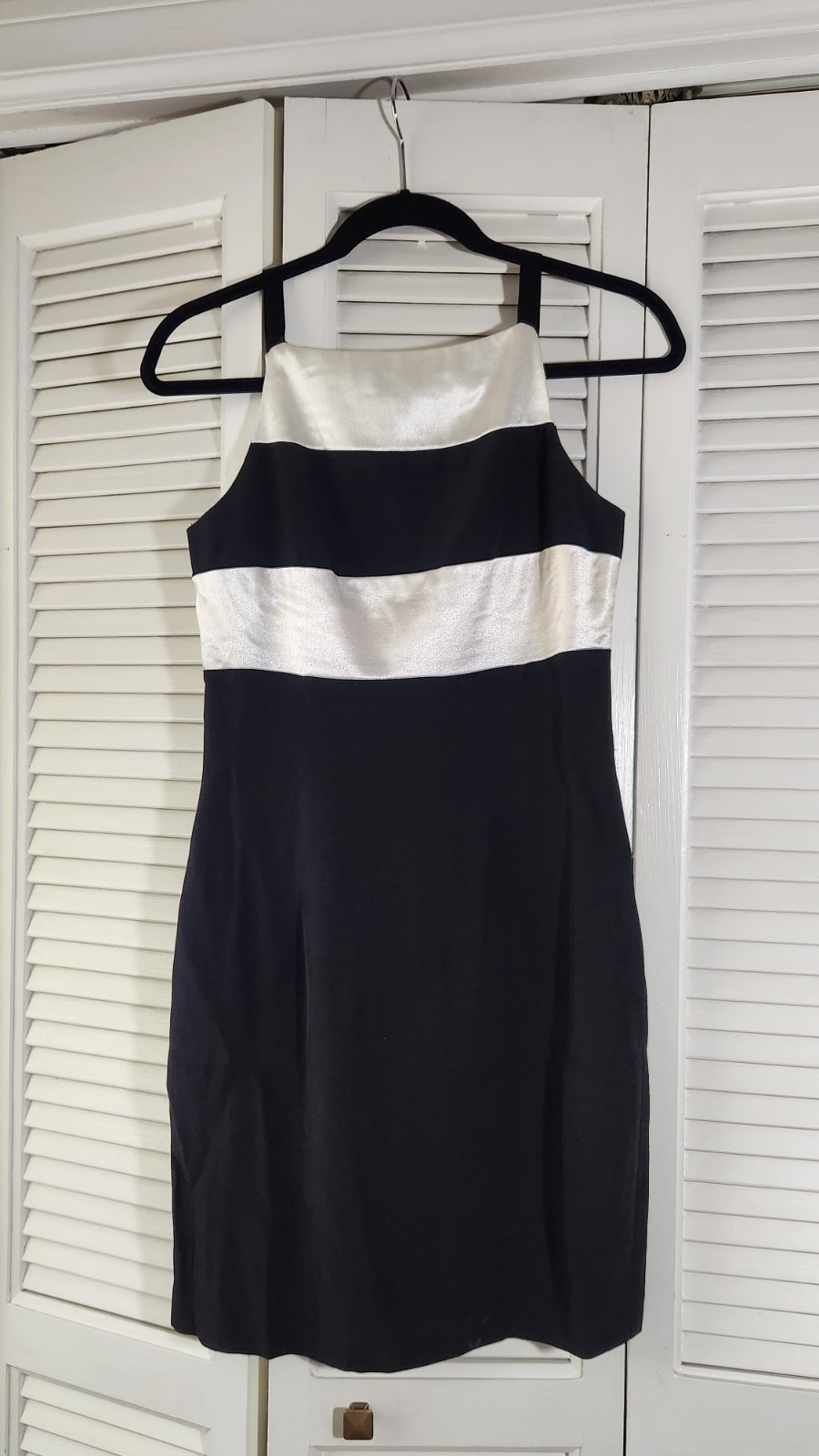 Vintage Dave & Johnny Black/Silver Cocktail Dress Spaghetti Strap Size 6
