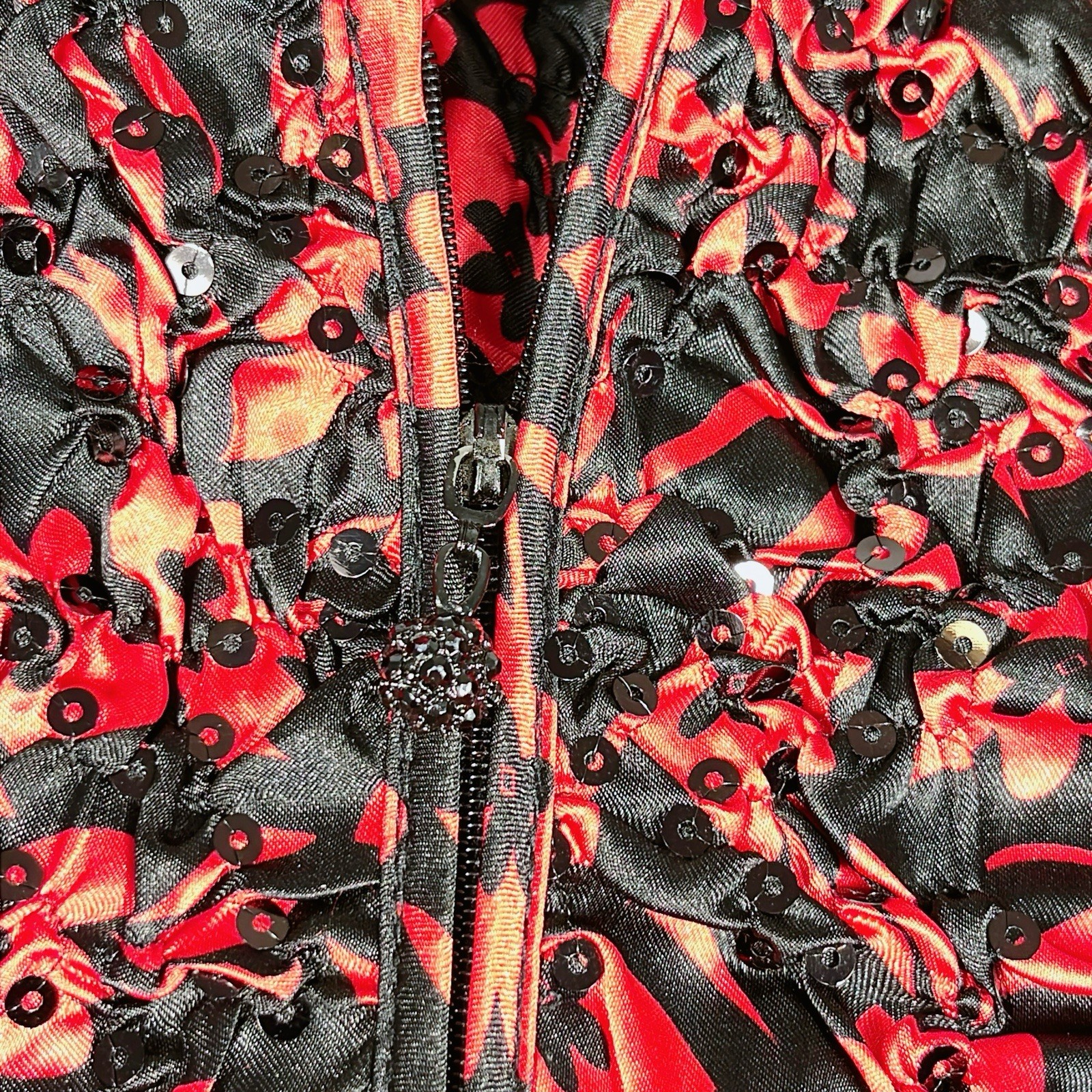 Vintage Draper’s & Damon’s Petites Jacket Women’s PL Black Red Sequined Ruched