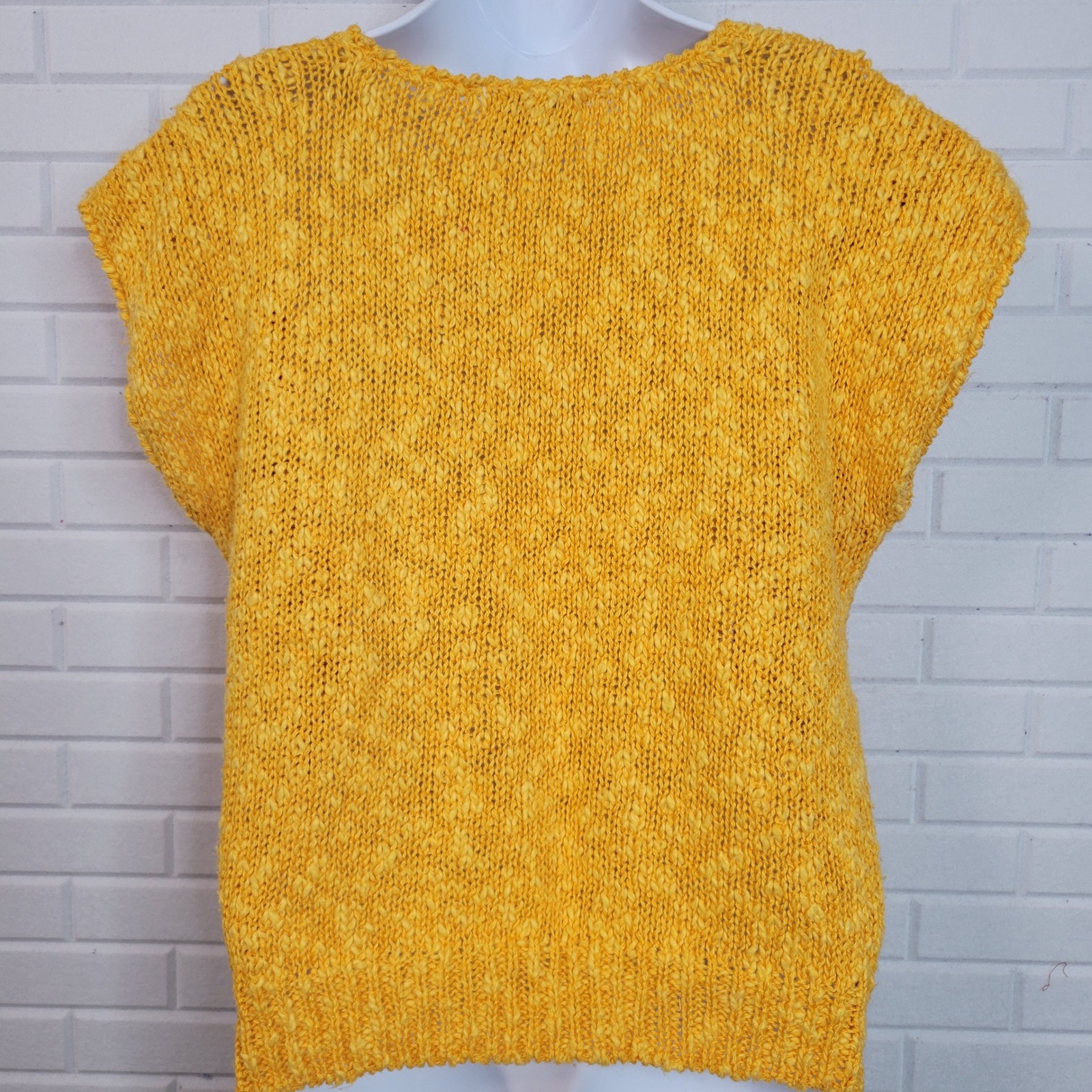 Vintage 1980s Objectives Summer Sweater Sz Large Textured Linen Blend Dopamine