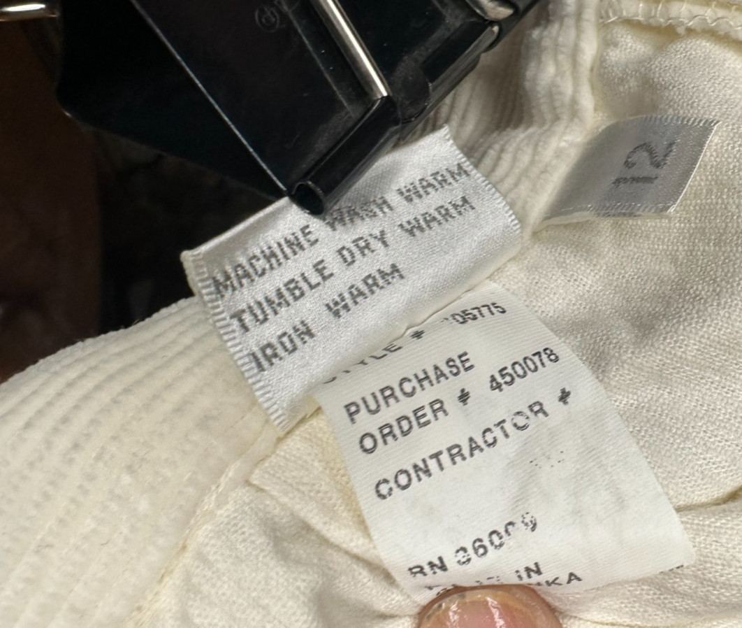 Vintage Calvin Klein Ivory Corduroy Straight Below Knee Skirt snap Slit