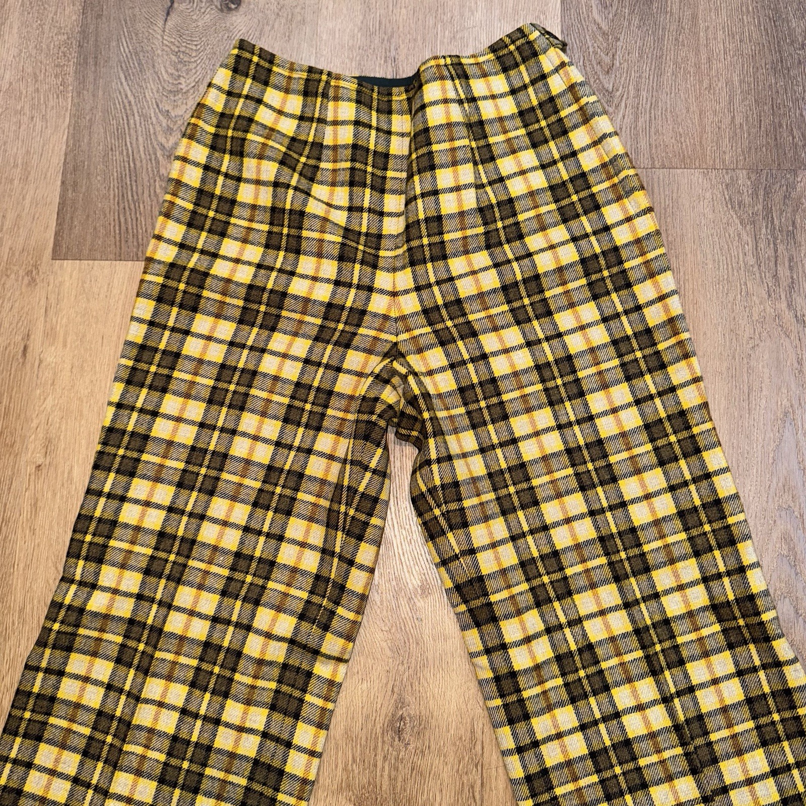 Vintage Pendleton Pants Womens 10 Wool Dress Slacks MCM Mod Disco Tartan Plaid