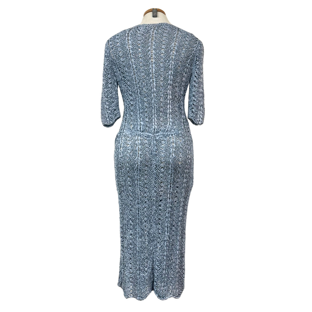 Vintage 1940s Cornflower Blue Crochet Ribbon Dress