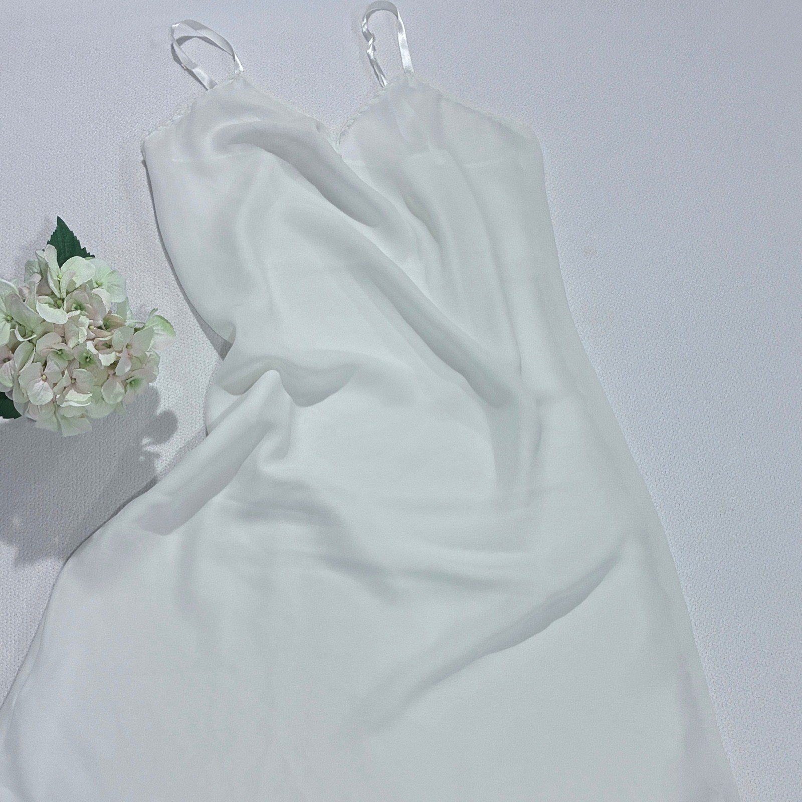 Vintage Slip Night Gown Made in USA White Coquette Angelic Minimalist Size 38