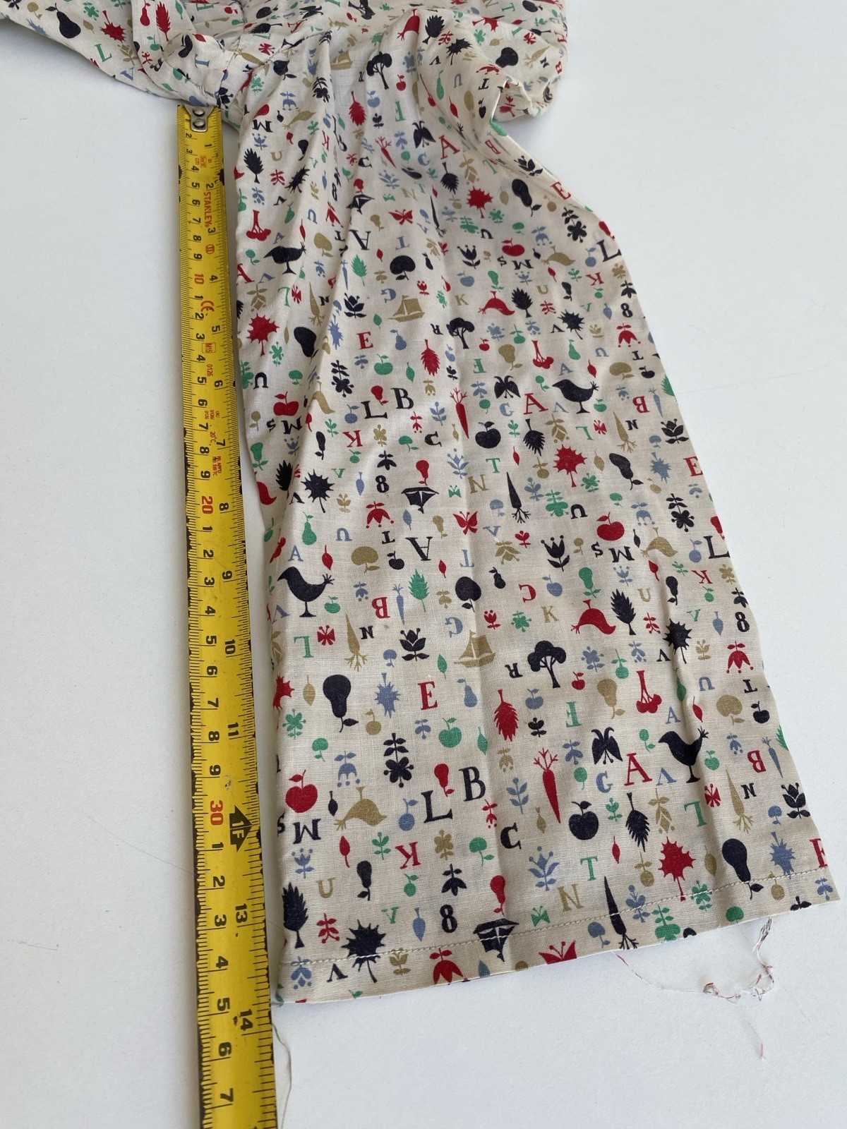 Vintage 60s Handmade M Smock Dress Alphabet Print