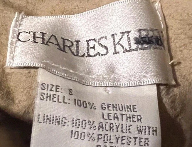 Beautiful Charles Klein Vintage Beige Genuine Suede Leather Fur Long Coat Sz S/M