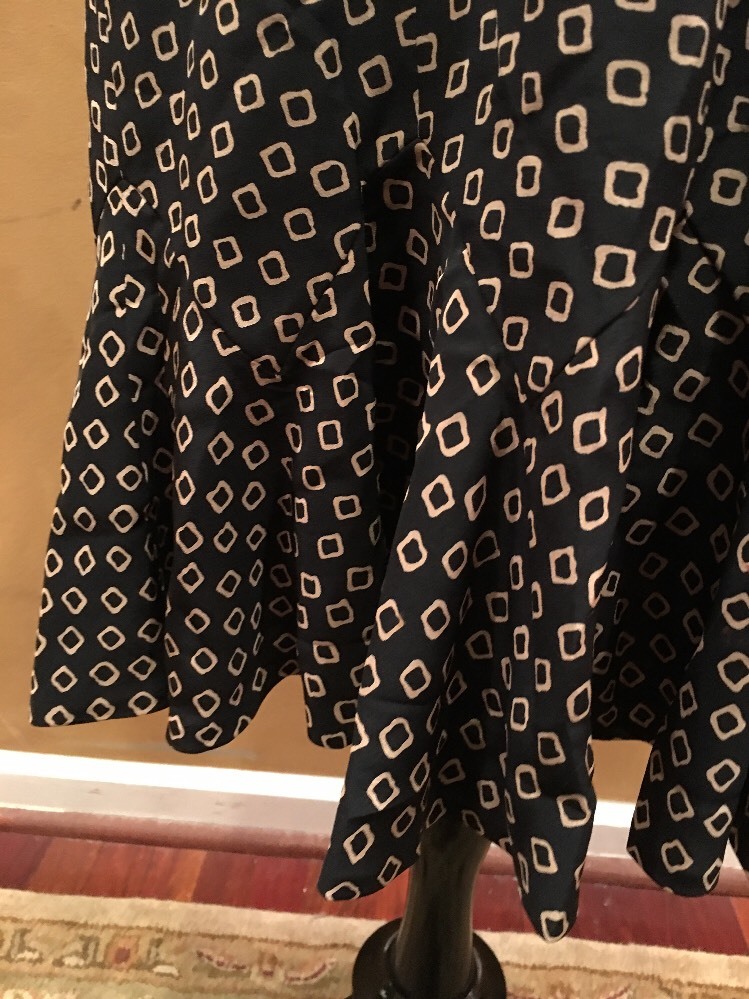 Arnold Scaasi Vintage Black Silk Square Design Ruffle Cocktail 10 Formal