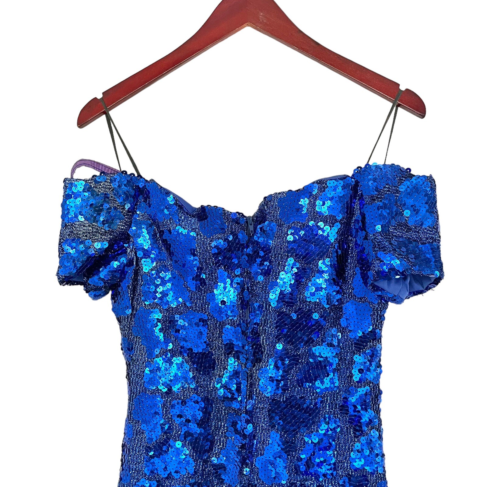 Fashion 1001 Nights vintage sequin dress y2k prom gown maxi blue size 5/6