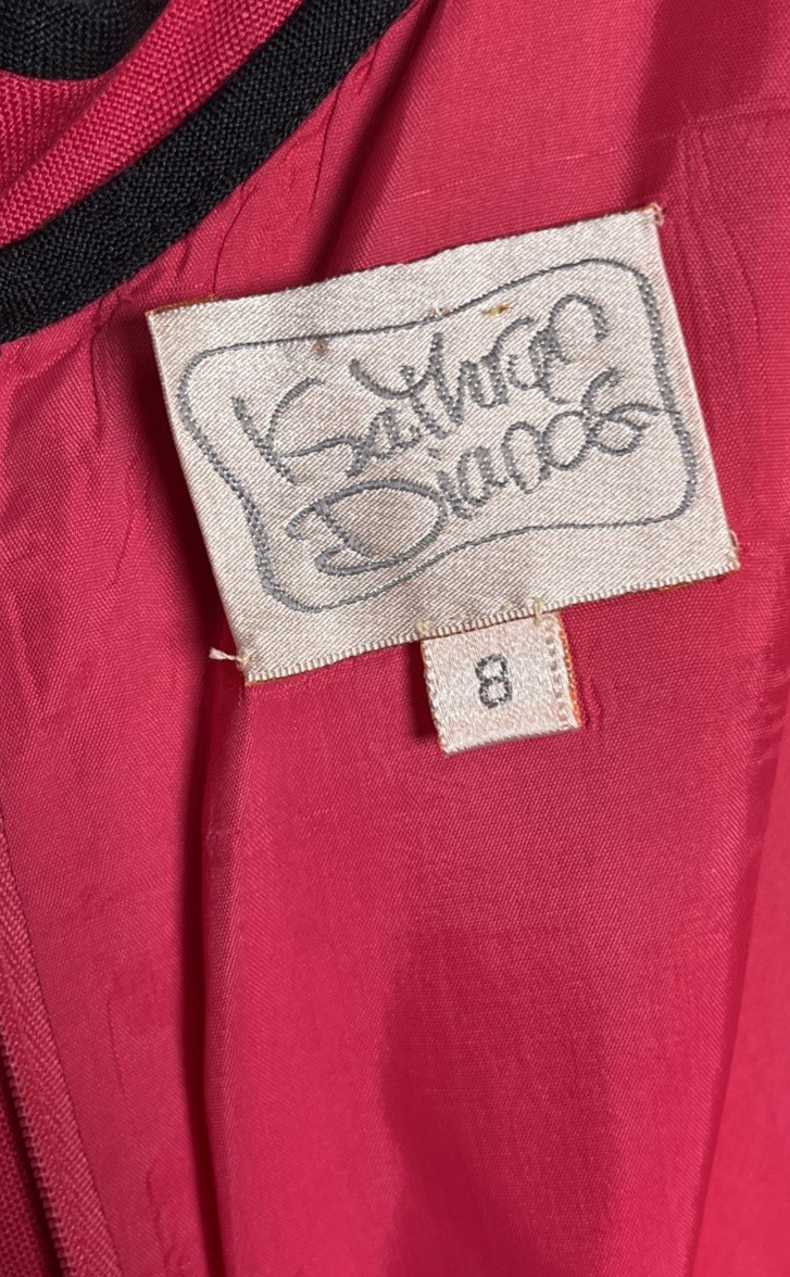 Vintage Kathryn Dianos Womens Size 8 Fuchsia Skirt Dress Lattice Pattern 90s