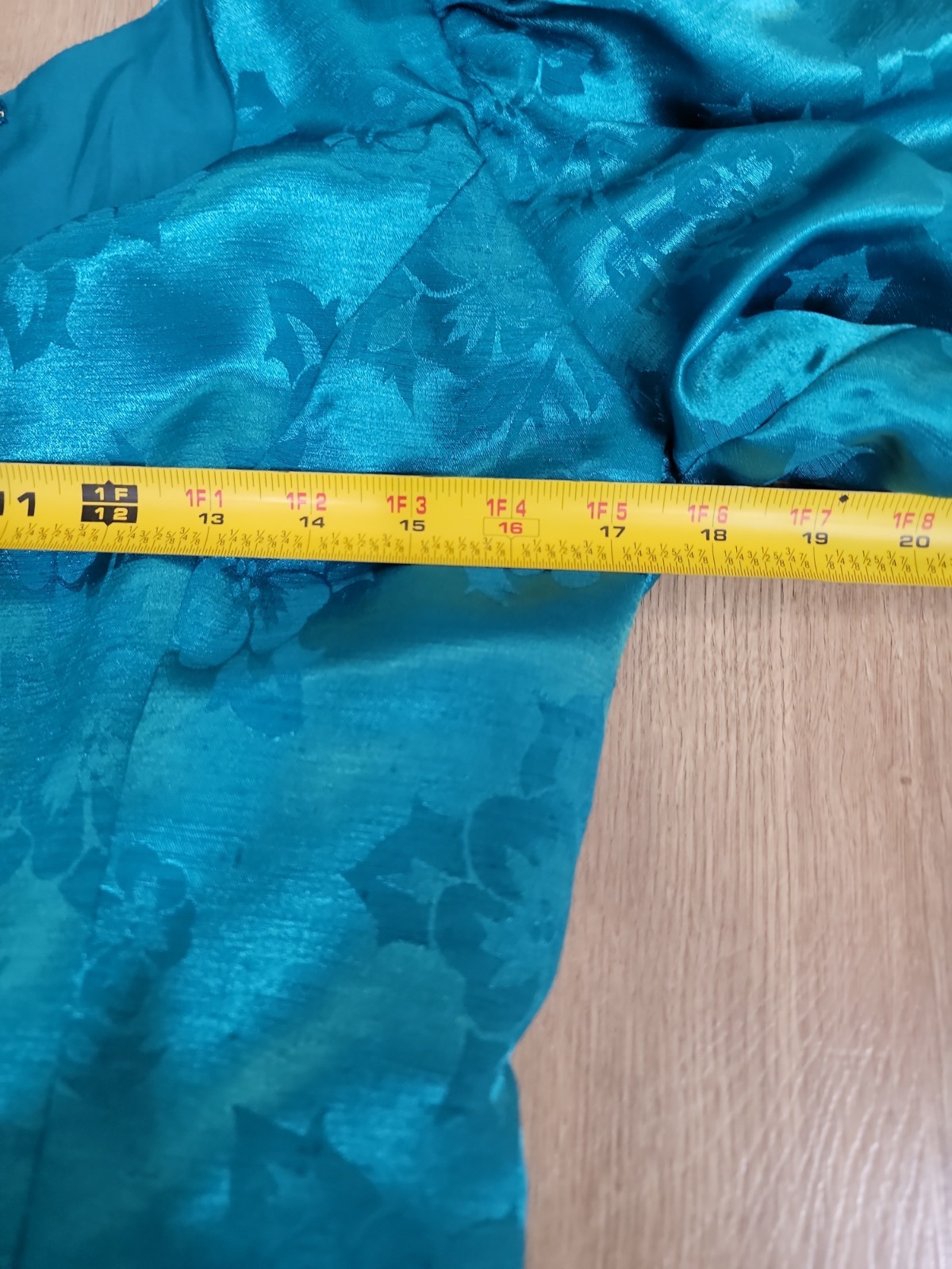 VTG 80s Emerald Satin Ball Gown Puff Sleeve Prom Formal Evening Dress Bow #1