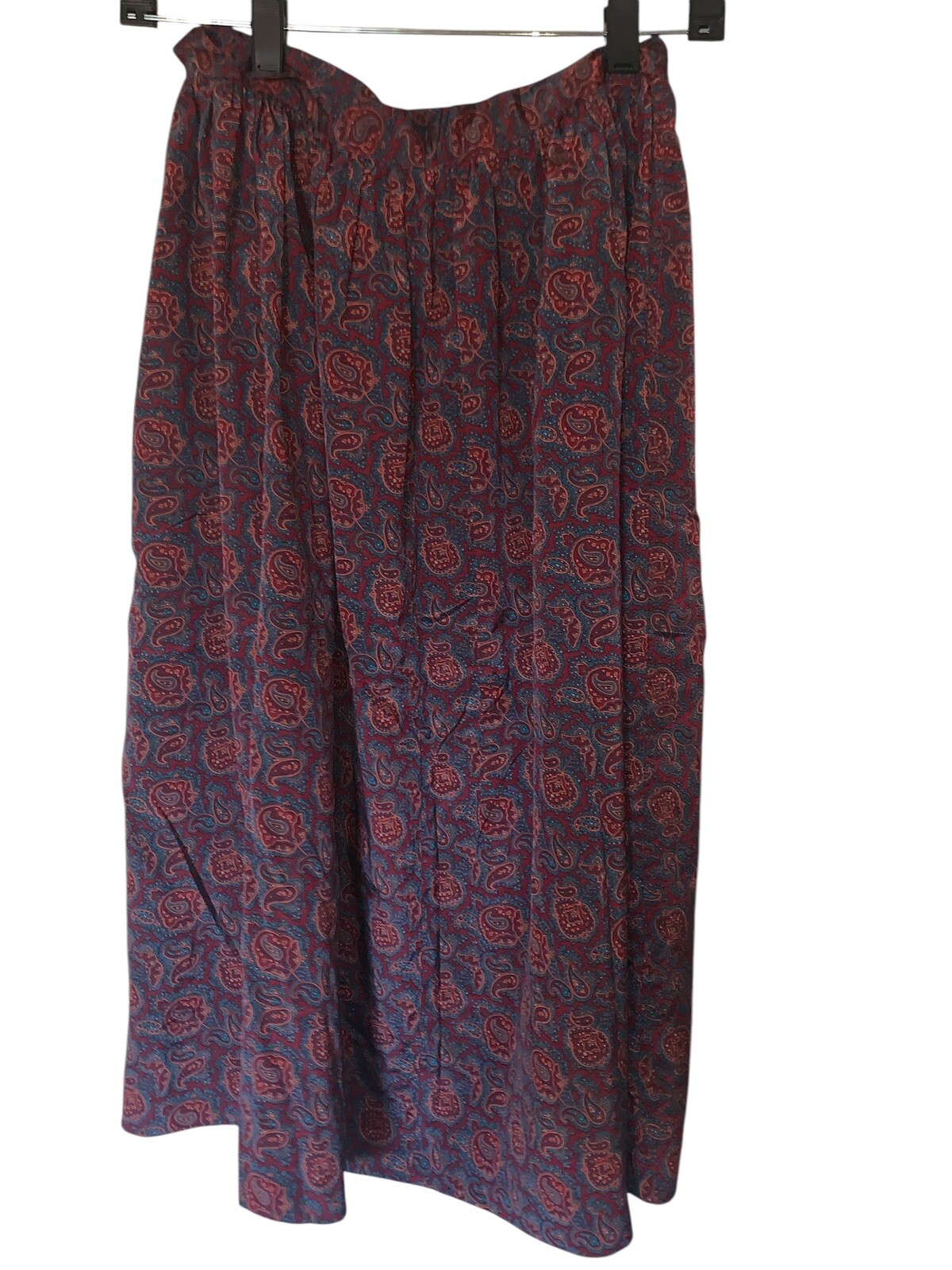 VINTAGE PRESTIGE OF BOSTON PAISLEY POLYESTER MIDI SKIRT BOHO CHIC HIPPIE Sz 10