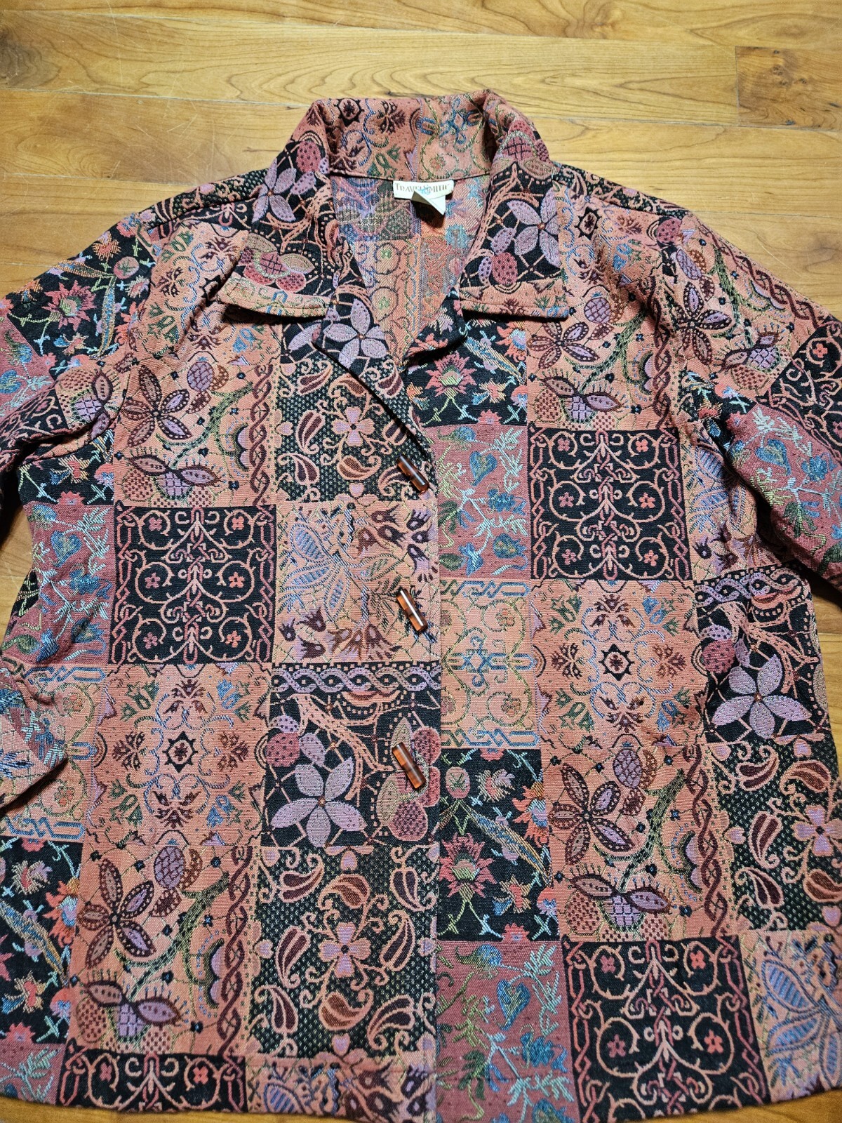 TravelSmith Sz Large Vintage Womens Multicolor Tapestry Jacket Boho Floral