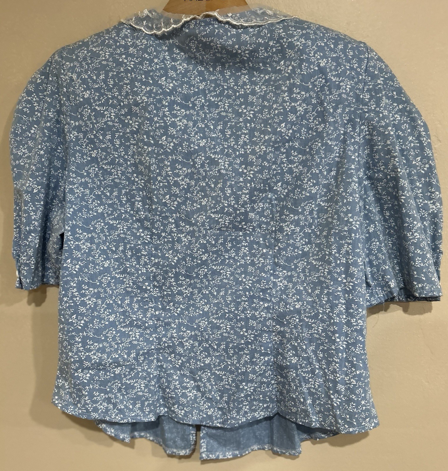 VTG Landon West Floral Lace Blouse Prairie Cottagecore Large Peter Pan Collar